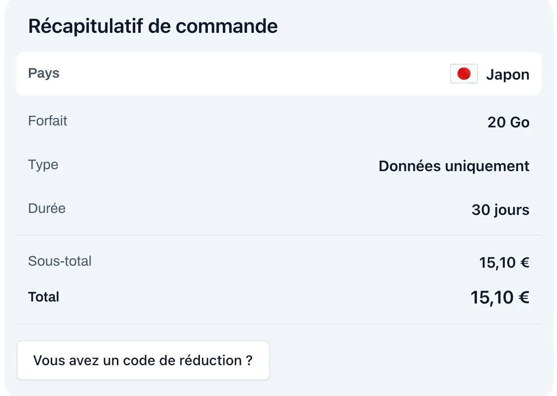 Accédez au champ code promo